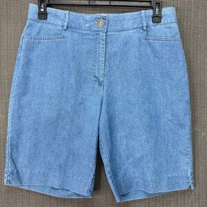 Studio Works Womens Size 12 Light Blue Denim Shorts Casual Stretch Cotton Blend